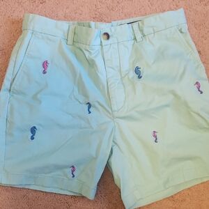 Vineyard Vines Mint Shorts with Seahorse Embroidery